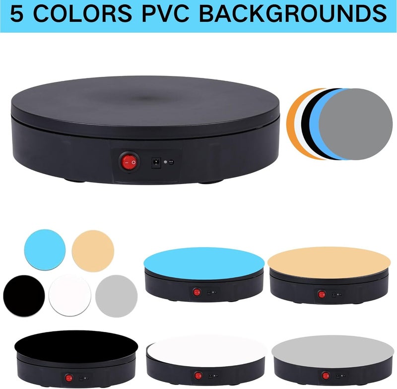 JAYEGT Motorized Rotating Display Stand, 350Lbs Load，360 Degree Electric Rotating Turntable for Photography Products Display，Live Show,Remote Control +5 Colors Backgrounds (Black/11.8inch /Wired) - Image 5